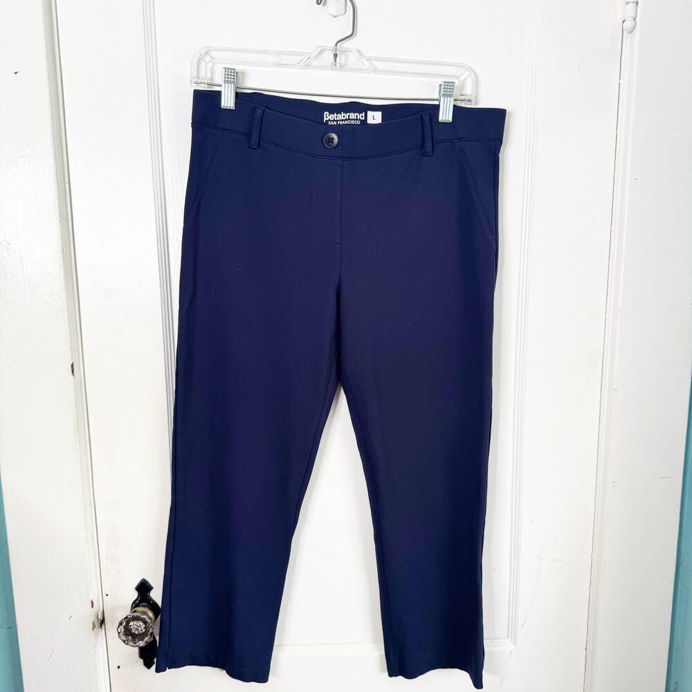 Betabrand Classic Dress Yoga Pant Navy Blue Slimming Stretch Cropped W0249-NY L - Picture 2 of 13